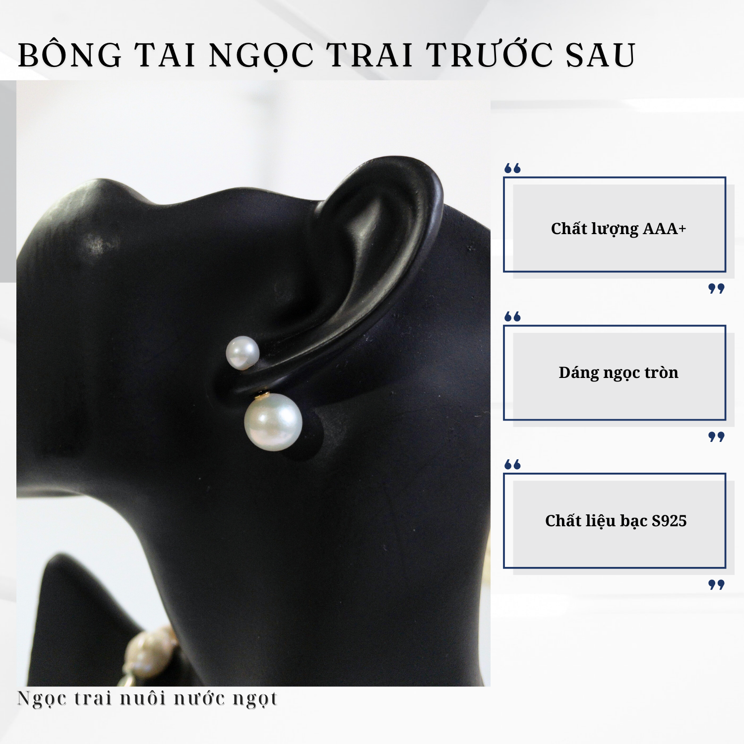 Alternative view of Bông Tai Ngọc Trai Thật Ngọc Trước Sau Sang Trọng