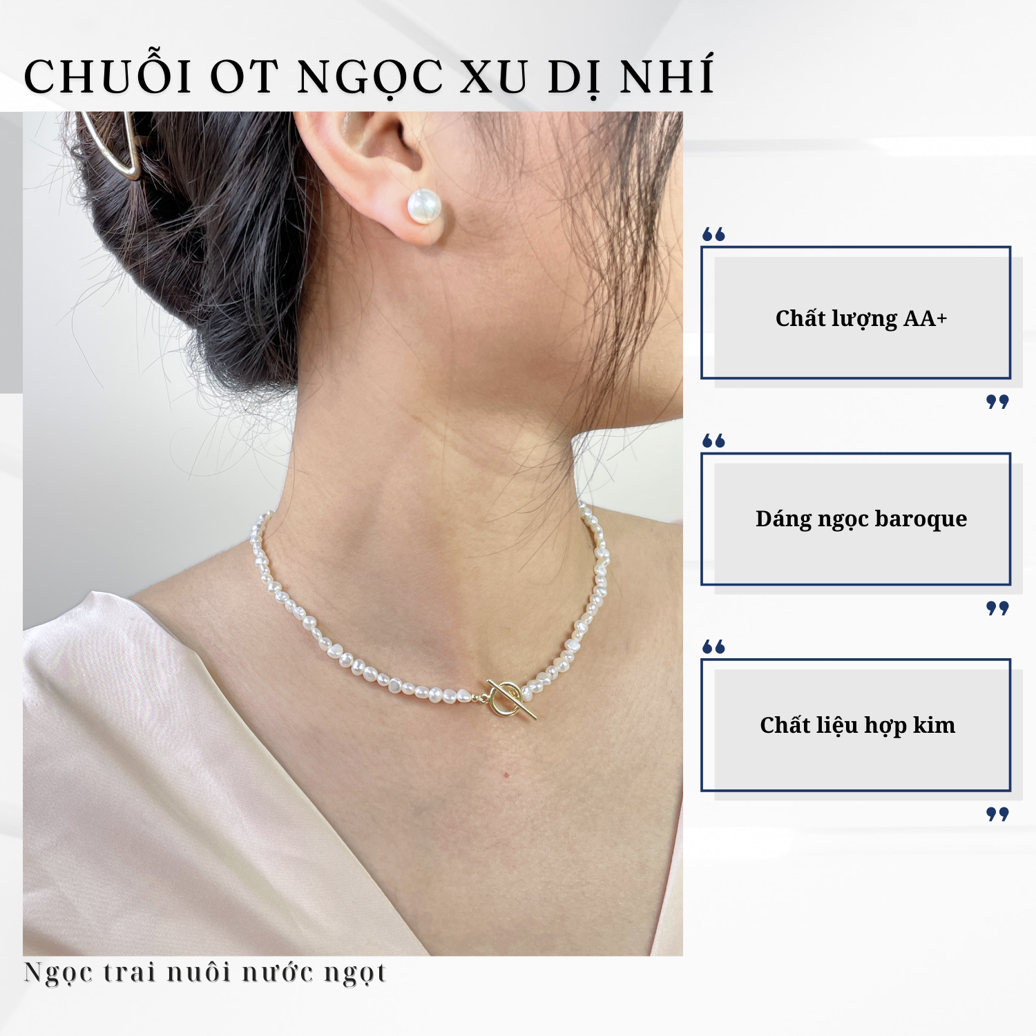 Alternative view of Chuỗi Dây Chuyền Ngọc Trai OT Hình Xu Dị Dáng Nhí Hiện Đại