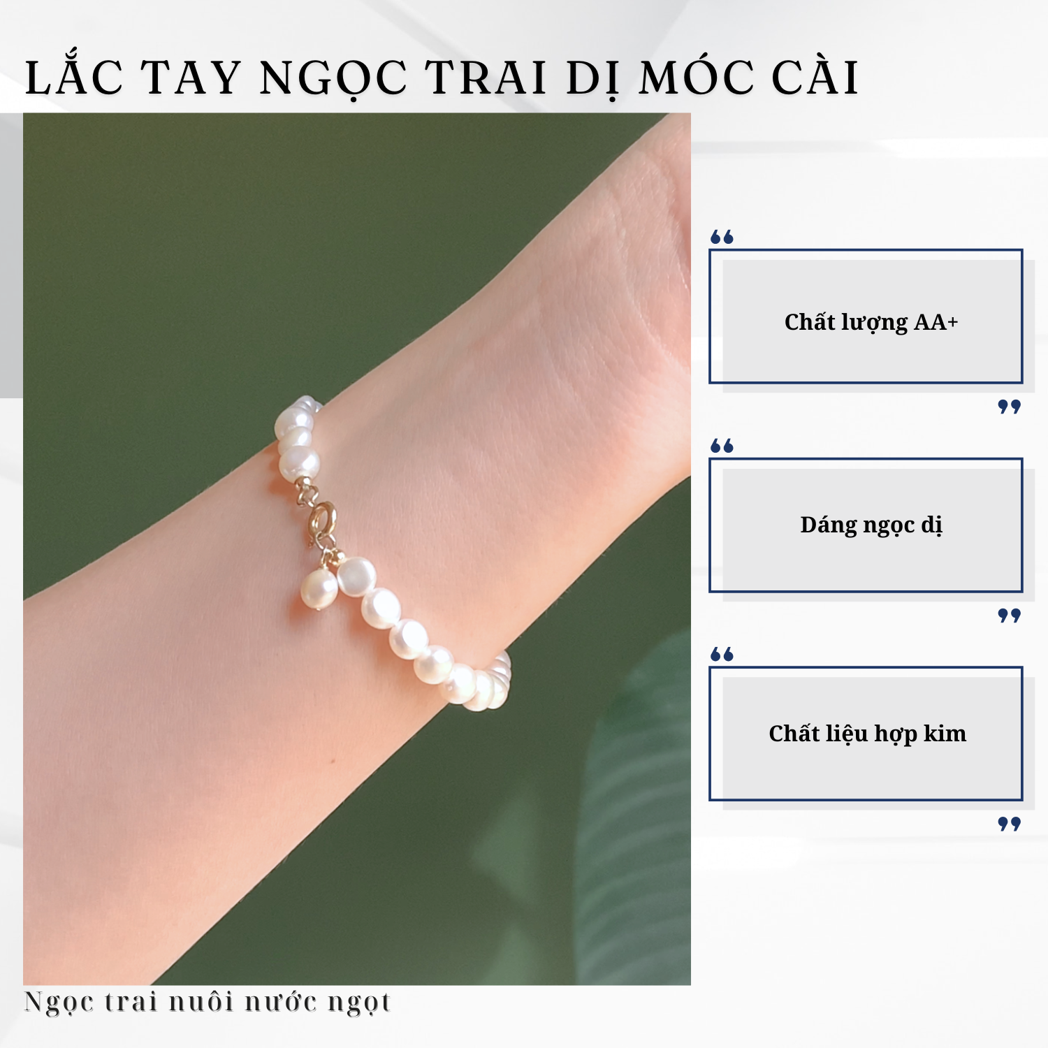 Alternative view of Lắc Tay Ngọc Trai Dị 5-6ly Móc Cài Trẻ Trung