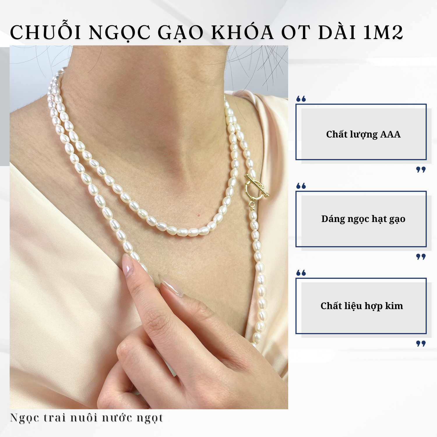 Alternative view of Chuỗi Cổ Ngọc Trai Khóa OT 1m2 Thời Trang Thanh Lịch