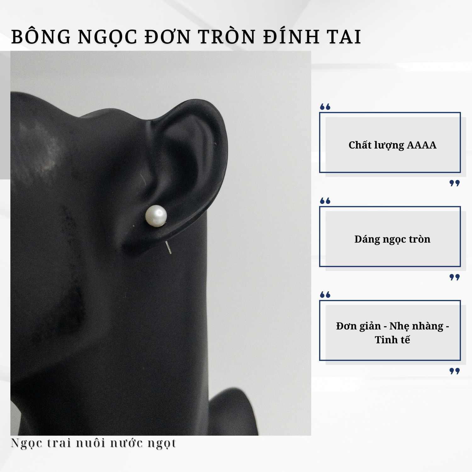 Alternative view of Bông Tai Nụ Ngọc Trai Tròn Đính Tai Trẻ Trung Sang Trọng