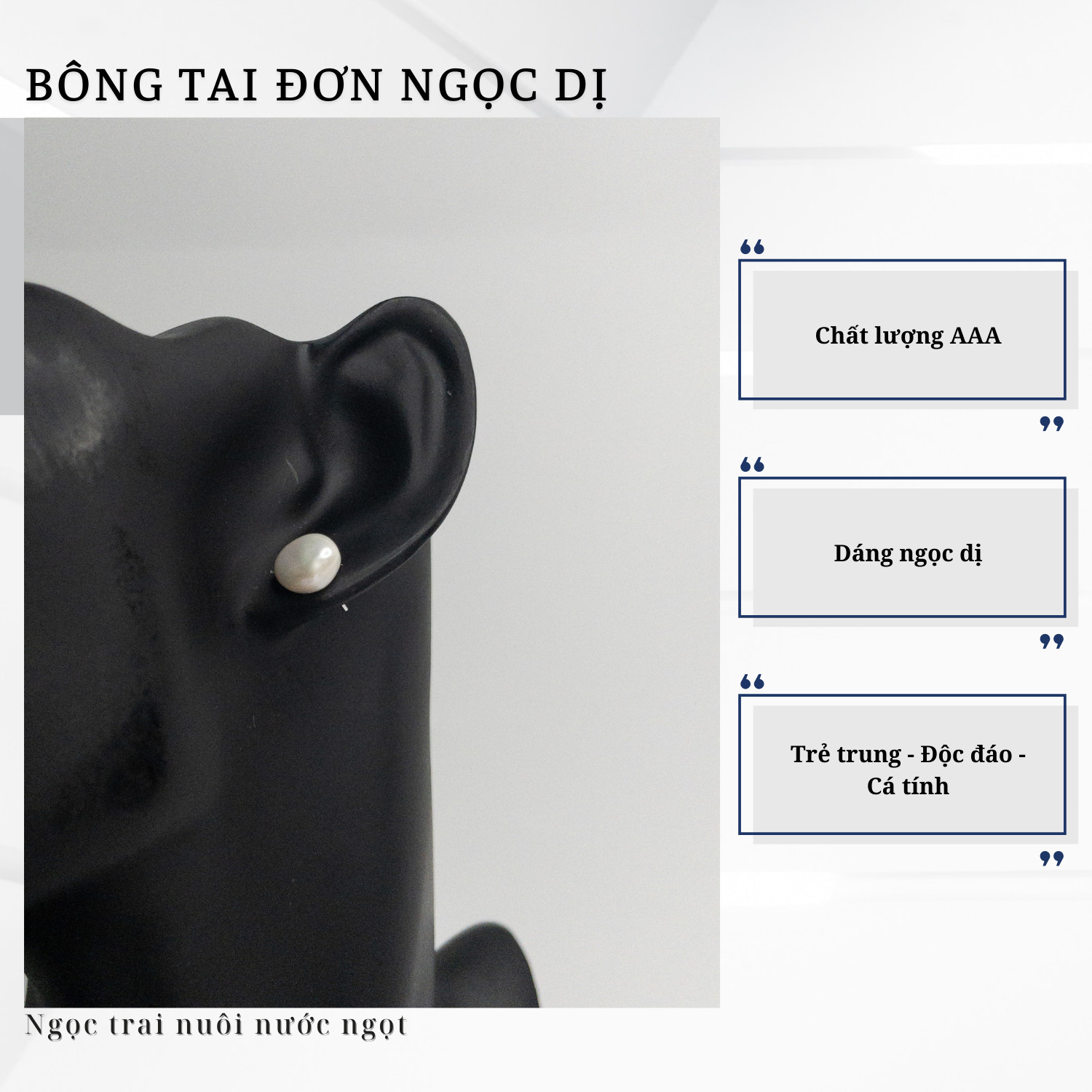 Alternative view of Bông Tai Nụ Ngọc Trai Đính Tai Dáng Dị Trẻ Trung Phong Cách
