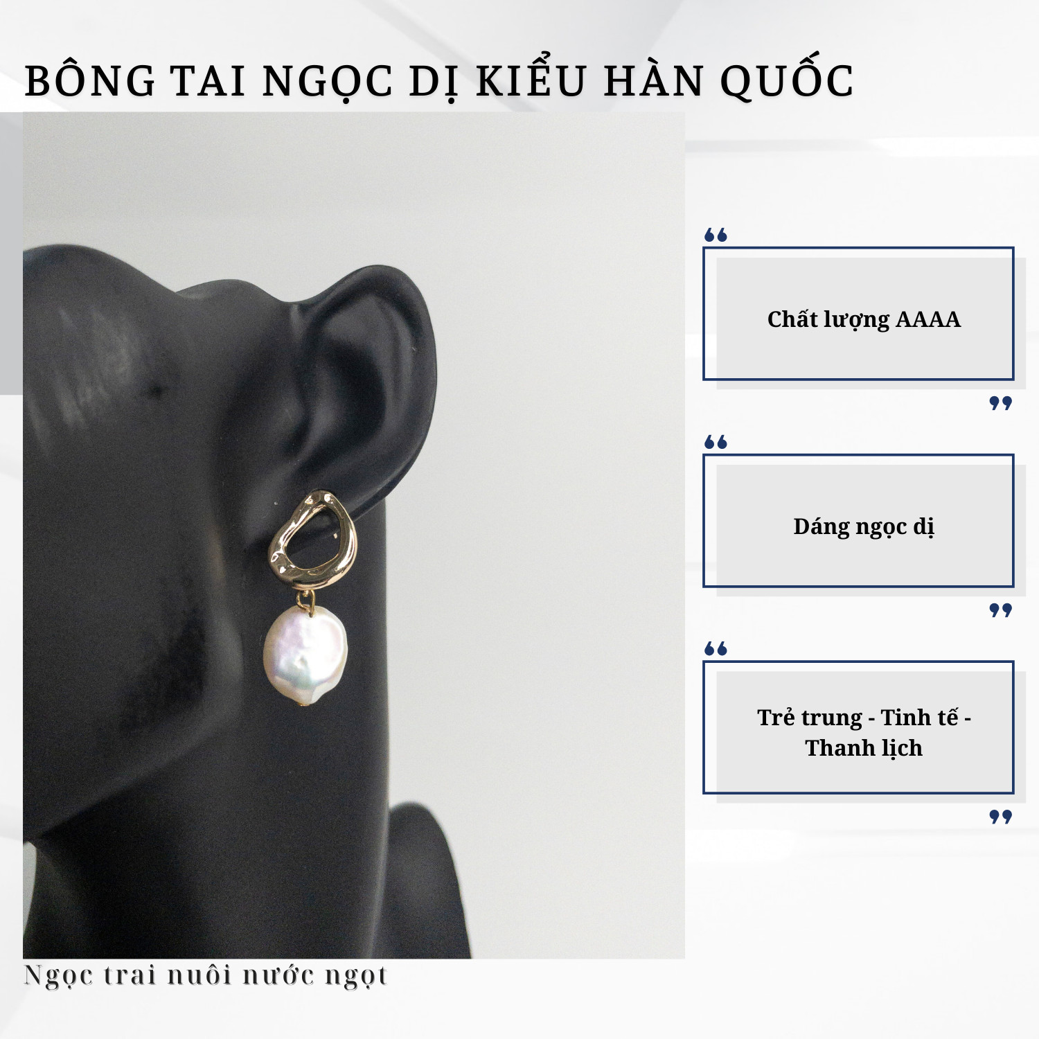 Alternative view of Bông Tai Ngọc Trai Dị Dáng Thả Phong Cách Hàn Quốc