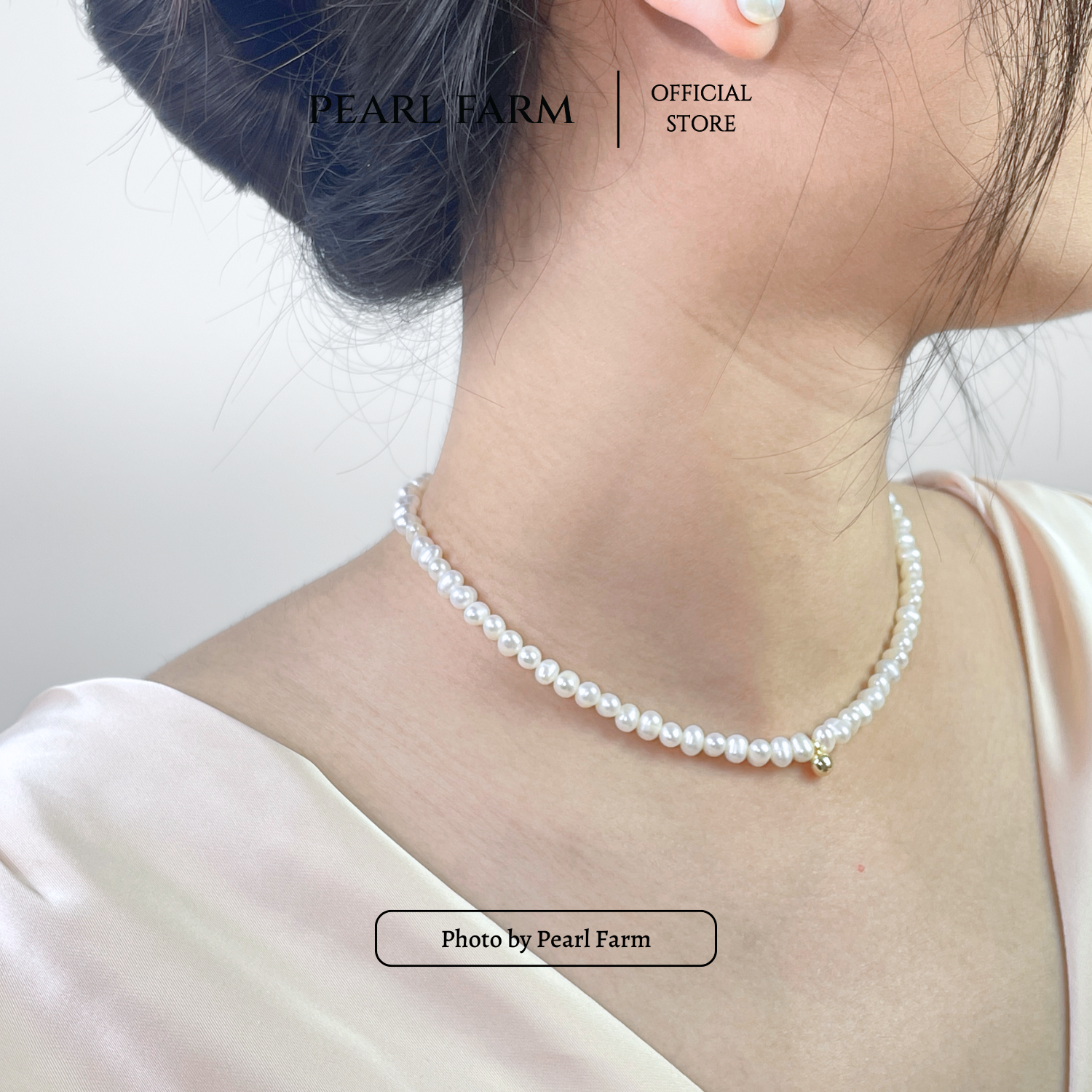 Alternative view of Chuỗi Vòng Cổ Ngọc Trai 5ly Phối Bi Vàng